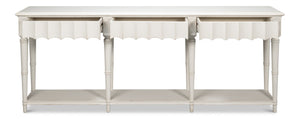 Sarreid Chantal Console Table - Antique White Finish With 3 Drawers For Stylish Storage And Organization White  53270-3