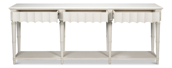 Sarreid Chantal Console Table - Antique White Finish With 3 Drawers For Stylish Storage And Organization White  53270-3