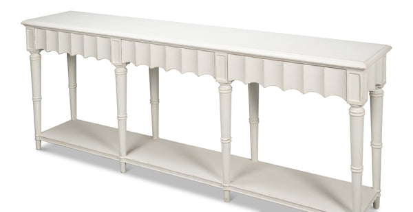 Sarreid Chantal Console Table - Antique White Finish With 3 Drawers For Stylish Storage And Organization White  53270-3