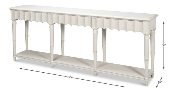 Sarreid Chantal Console Table - Antique White Finish With 3 Drawers For Stylish Storage And Organization White  53270-3