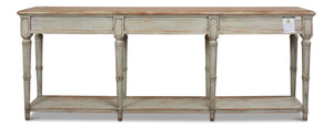Sarreid Chantal Console Table – Stylish Pine Design With Sage Base & Natural Top, Features 3 Functional Drawers Green  53270