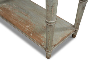 Sarreid Chantal Console Table – Stylish Pine Design With Sage Base & Natural Top, Features 3 Functional Drawers Green  53270