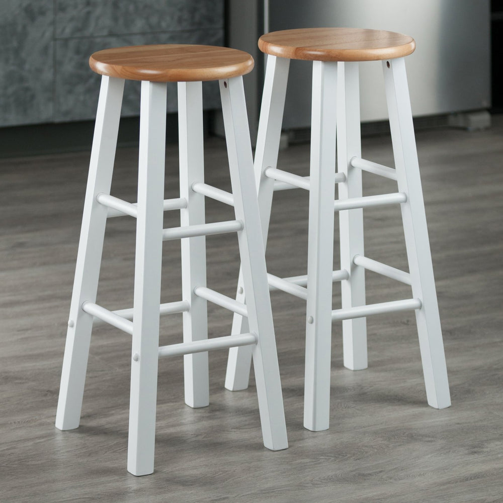 Winsome Wood Element 2-piece Bar Stool Set – Stylish Natural & White Finish, Compact Design For Modern Spaces Natural ,White Solid Wood 53270-winsome-wood