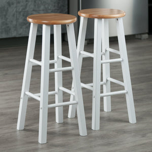 Winsome Wood Element 2-piece Bar Stool Set – Stylish Natural & White Finish, Compact Design For Modern Spaces Natural ,White Solid Wood 53270-winsome-wood