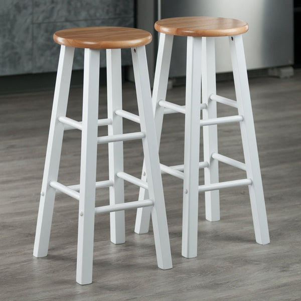 Winsome Wood Element 2-piece Bar Stool Set – Stylish Natural & White Finish, Compact Design For Modern Spaces Natural ,White Solid Wood 53270-winsome-wood