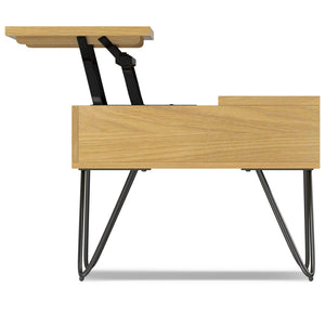 English Elm Hunter Lift Top Coffee Table with Spacious Storage, Solid Wood Veneer Finish, Handcrafted Durability Oak B136P203445