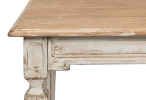 Sarreid Elise Dining Table - Stylish Light Grey Base With Natural Pine Top For Modern Dining Spaces Grey  53272