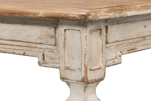 Sarreid Elise Dining Table - Stylish Light Grey Base With Natural Pine Top For Modern Dining Spaces Grey  53272