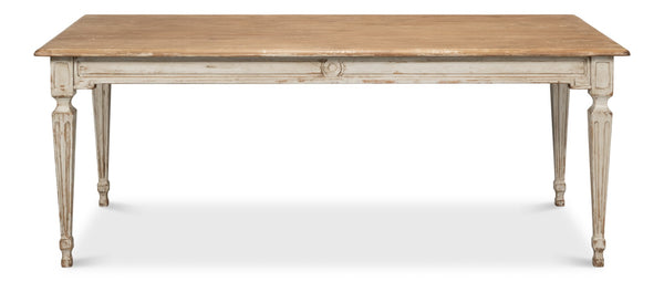 Sarreid Elise Dining Table - Stylish Light Grey Base With Natural Pine Top For Modern Dining Spaces Grey  53272