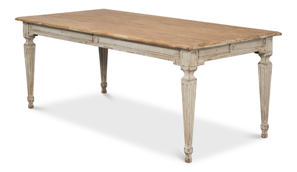 Sarreid Elise Dining Table - Stylish Light Grey Base With Natural Pine Top For Modern Dining Spaces Grey  53272