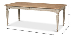 Sarreid Elise Dining Table - Stylish Light Grey Base With Natural Pine Top For Modern Dining Spaces Grey  53272