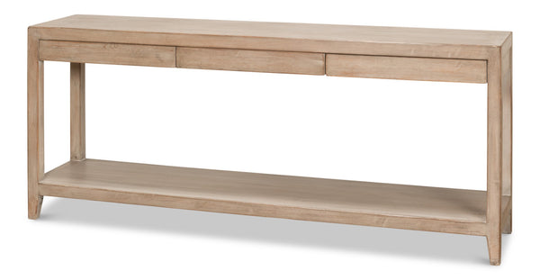 Sarreid Anton Console Table With 3 Spacious Drawers - Light Natural Pine Finish For Modern Living Spaces Tan  53273