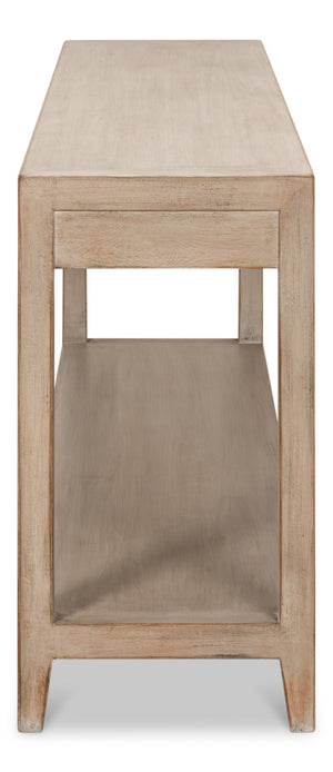 Sarreid Anton Console Table With 3 Spacious Drawers - Light Natural Pine Finish For Modern Living Spaces Tan  53273