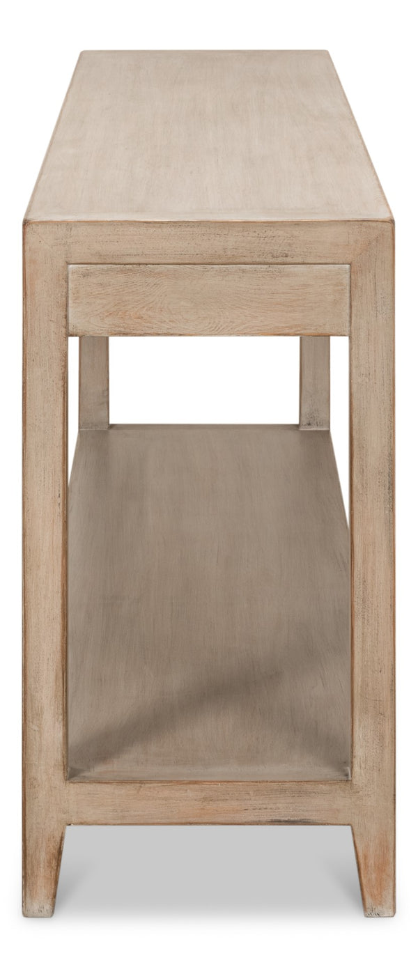 Sarreid Anton Console Table With 3 Spacious Drawers - Light Natural Pine Finish For Modern Living Spaces Tan  53273