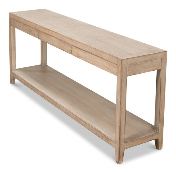 Sarreid Anton Console Table With 3 Spacious Drawers - Light Natural Pine Finish For Modern Living Spaces Tan  53273