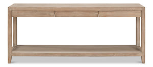 Sarreid Anton Console Table With 3 Spacious Drawers - Light Natural Pine Finish For Modern Living Spaces Tan  53273