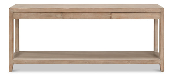 Sarreid Anton Console Table With 3 Spacious Drawers - Light Natural Pine Finish For Modern Living Spaces Tan  53273