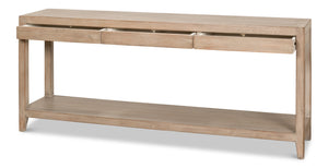 Sarreid Anton Console Table With 3 Spacious Drawers - Light Natural Pine Finish For Modern Living Spaces Tan  53273