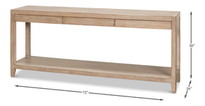 Sarreid Anton Console Table With 3 Spacious Drawers - Light Natural Pine Finish For Modern Living Spaces Tan  53273