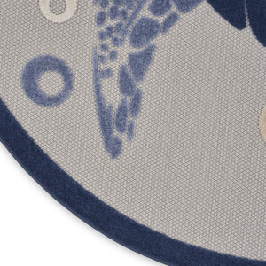 5 Foot Round Sea Turtle Polypropylene Rug Coastal Indoor Outdoor Low Profile