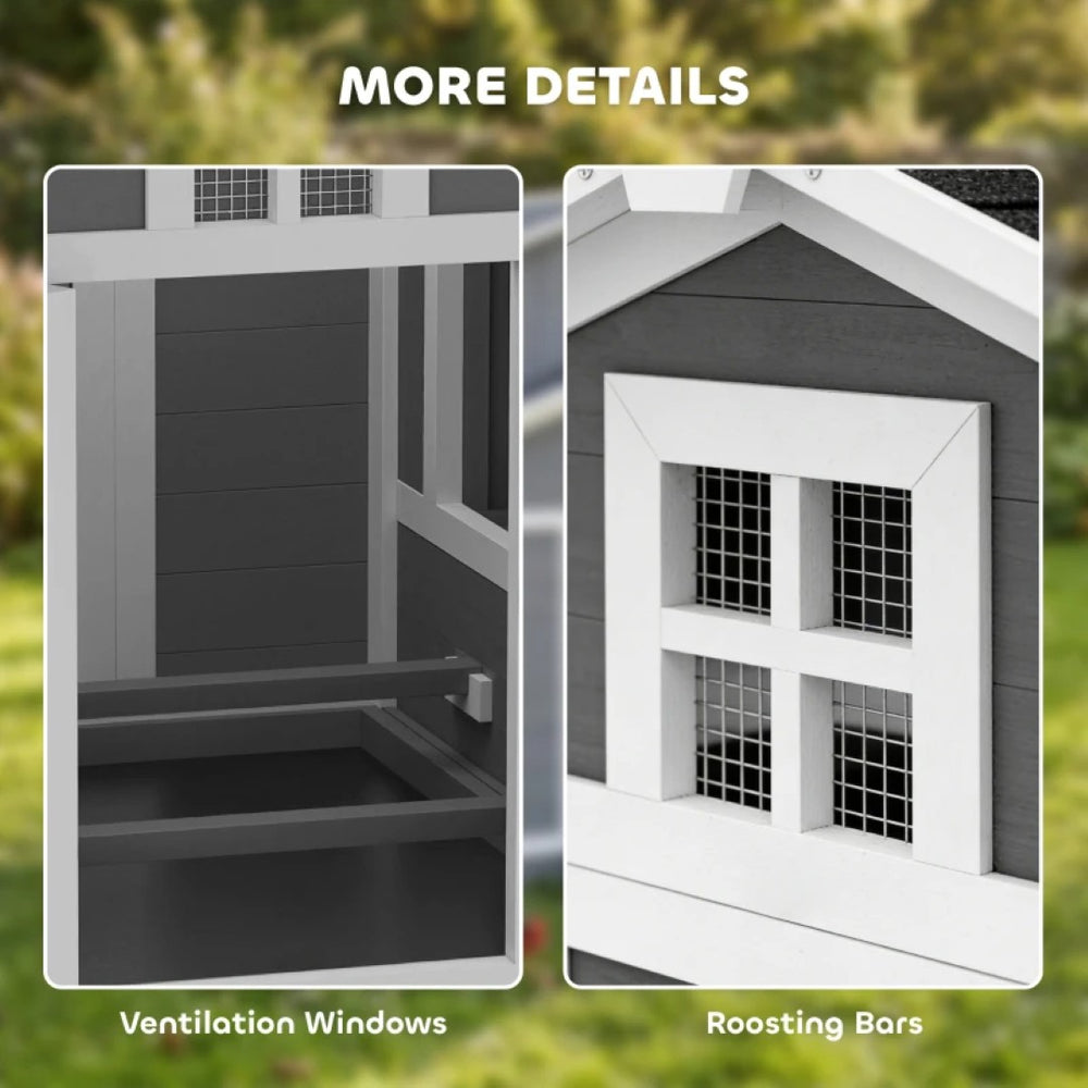 English Elm Wooden Backyard Chicken Coop Solid Fir Build with Nesting Box and Waterproof Roof T3971P503735