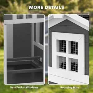 English Elm Wooden Backyard Chicken Coop Solid Fir Build with Nesting Box and Waterproof Roof T3971P503735