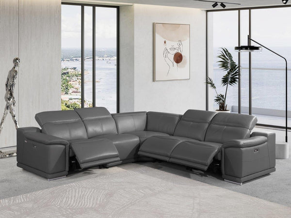 Homeroots Three Piece Indoor Italian Leather Seating Set For Six – Luxurious Comfort & Stylish Design Grey  532758