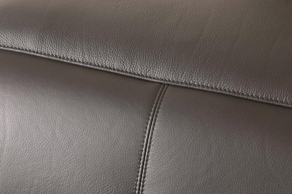 HomeRoots Gray Italian Leather U-Shaped Power Reclining Sectional with Console for Luxurious Living Spaces GREY 532758