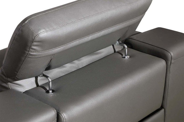 Homeroots Three Piece Indoor Italian Leather Seating Set For Six – Luxurious Comfort & Stylish Design Grey  532758