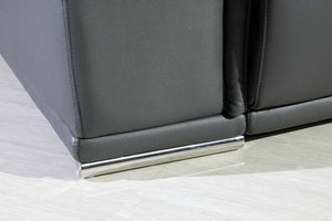 Homeroots Three Piece Indoor Italian Leather Seating Set For Six – Luxurious Comfort & Stylish Design Grey  532758