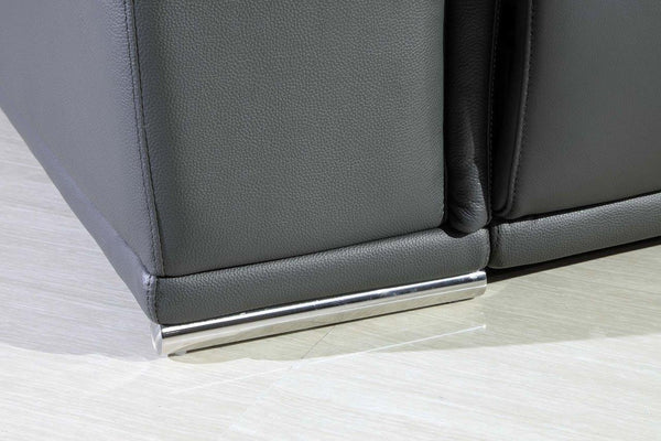 Homeroots Three Piece Indoor Italian Leather Seating Set For Six – Luxurious Comfort & Stylish Design Grey  532758