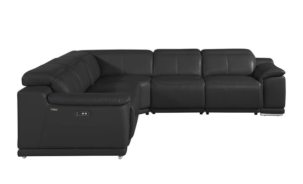 HomeRoots Black Italian Leather Modular L-Shaped Sectional for Ultimate Comfort and Contemporary Style Black 532759