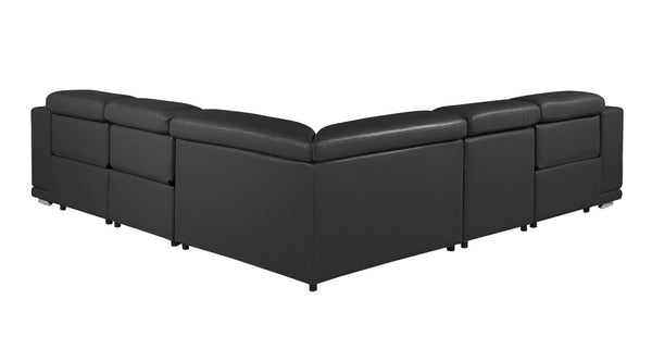 HomeRoots Black Italian Leather Modular L-Shaped Sectional for Ultimate Comfort and Contemporary Style Black 532759