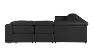 HomeRoots Black Italian Leather Modular L-Shaped Sectional for Ultimate Comfort and Contemporary Style Black 532759