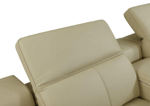 Homeroots Beige Italian Leather Power Reclining U Shaped Five Piece Corner Sectional With Console Beige  532761