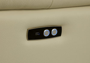 Homeroots Beige Italian Leather Power Reclining U Shaped Five Piece Corner Sectional With Console Beige  532761