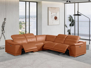 HomeRoots Camel Modular L-Shaped Sectional Sofa in Luxurious Italian Leather for Ultimate Comfort & Style Camel 532762