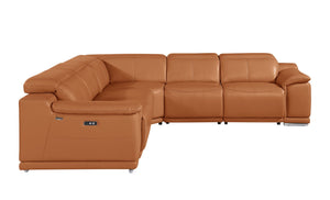 HomeRoots Camel Modular L-Shaped Sectional Sofa in Luxurious Italian Leather for Ultimate Comfort & Style Camel 532762