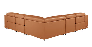 HomeRoots Camel Modular L-Shaped Sectional Sofa in Luxurious Italian Leather for Ultimate Comfort & Style Camel 532762