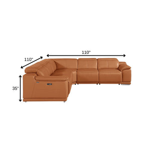 HomeRoots Camel Modular L-Shaped Sectional Sofa in Luxurious Italian Leather for Ultimate Comfort & Style Camel 532762