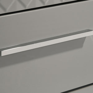 English Elm Pierce Grey High Gloss Nightstand with 2 Smooth Drawers, Felt-Lined Top, Modern Mirrored Finish B062P378424