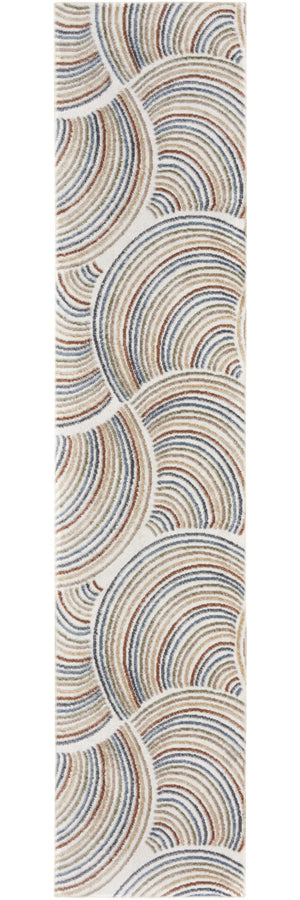 Homeroots 12' Blue And Ivory Abstract Washable Runner Rug - Durable, Stylish, Perfect For Hallways & More!  Polyester 532819