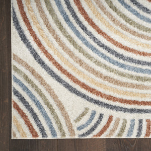 Homeroots 12' Blue And Ivory Abstract Washable Runner Rug - Durable, Stylish, Perfect For Hallways & More!  Polyester 532819