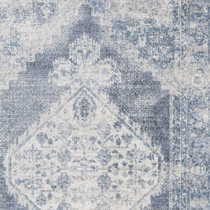 Homeroots 5' X 7' Blue And Ivory Abstract Power Loom Washable Area Rug  Polyester 532825