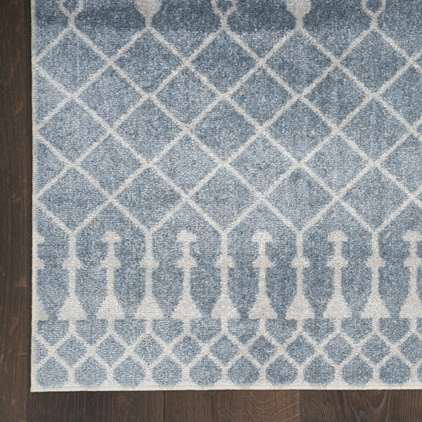 Homeroots 7' X 9' Blue And Ivory Abstract Power Loom Washable Area Rug  Polyester 532826