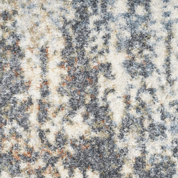 HomeRoots 7' Blue and Ivory Abstract Power Loom Area Rug - Modern, Washable, Low-Pile for Easy Maintenance 7' X 9' 532826