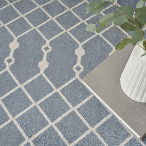 Homeroots 7' X 9' Blue And Ivory Abstract Power Loom Washable Area Rug  Polyester 532826