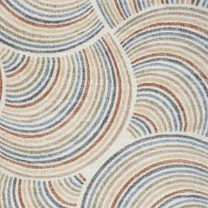 HomeRoots 7' Stylish Ivory Blue and Brown Geometric Area Rug - Washable, Soft, Modern Design for Any Room 7' X 9' 532827