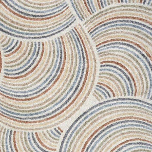 HomeRoots 7' Stylish Ivory Blue and Brown Geometric Area Rug - Washable, Soft, Modern Design for Any Room 7' X 9' 532827