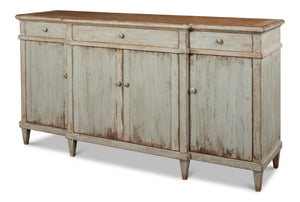 Sarreid Theo Buffet - Elegant Sage Finish With Natural Top - Stylish Pine Storage For Modern Dining Spaces Green  53283